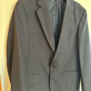Jos A Bank Executive Mens 42S Gray Windowpane 100% Wool Blazer Suit Sport Coat